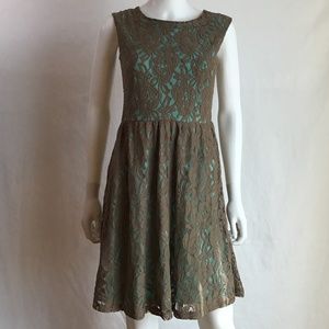 Enfocus Studio Brown/Teal Lace Dress